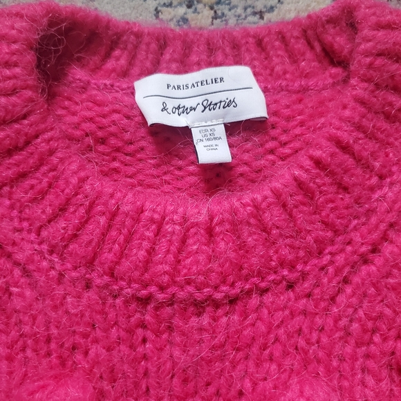 & Other Stories Hot Pink Alpaca Wool Sweater XS – Chunky Bobble Knit, NEW - Picture 7 of 7